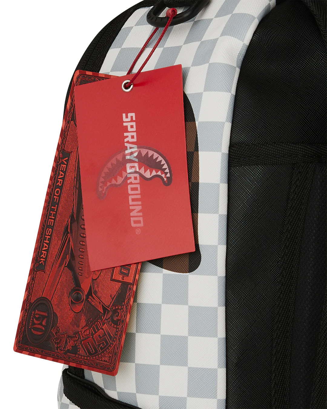 CREAM AND BROWN TEAR CHECK BACKPACK - Image 9