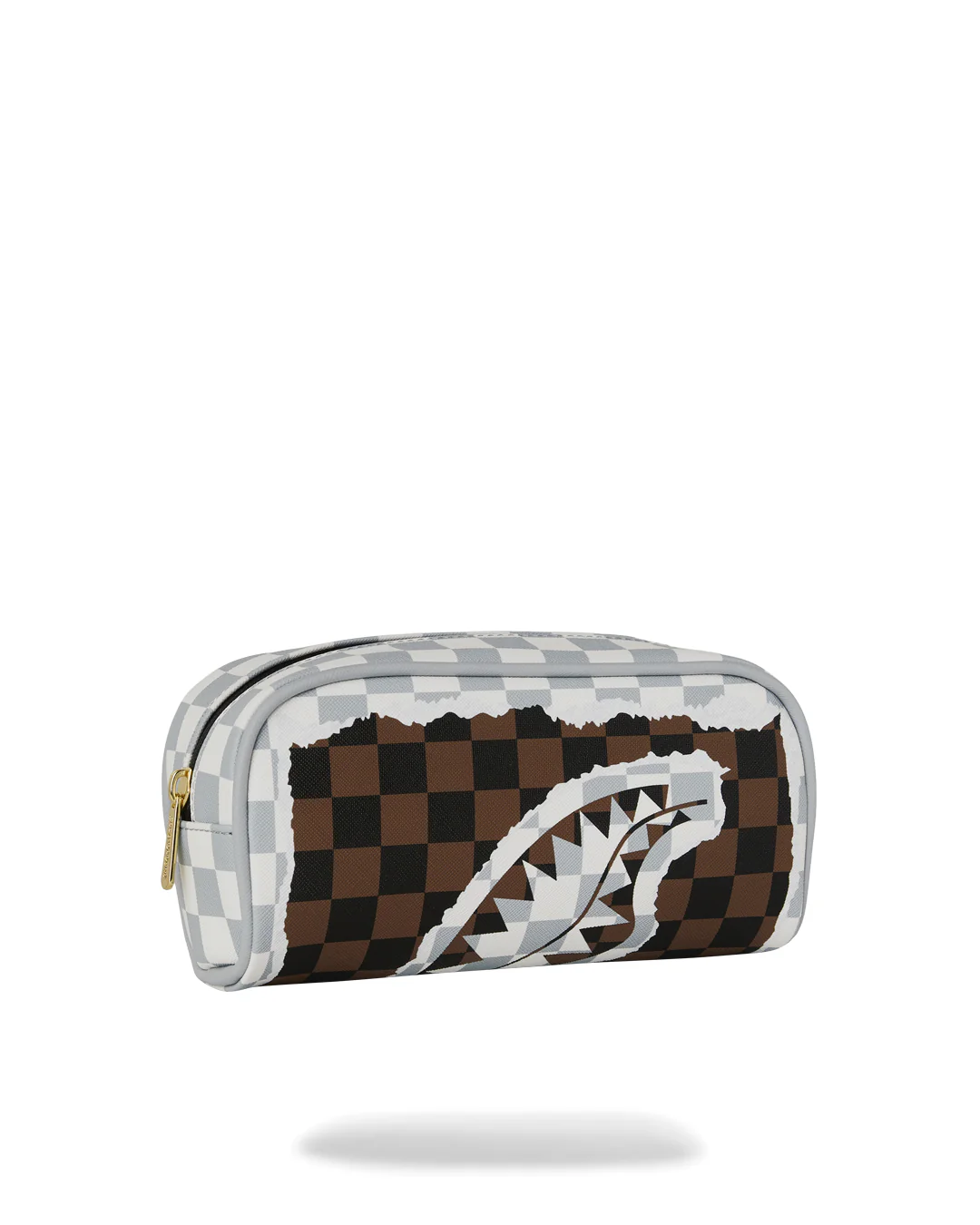 CREAM AND BROWN TEAR CHECK POUCH - Image 2