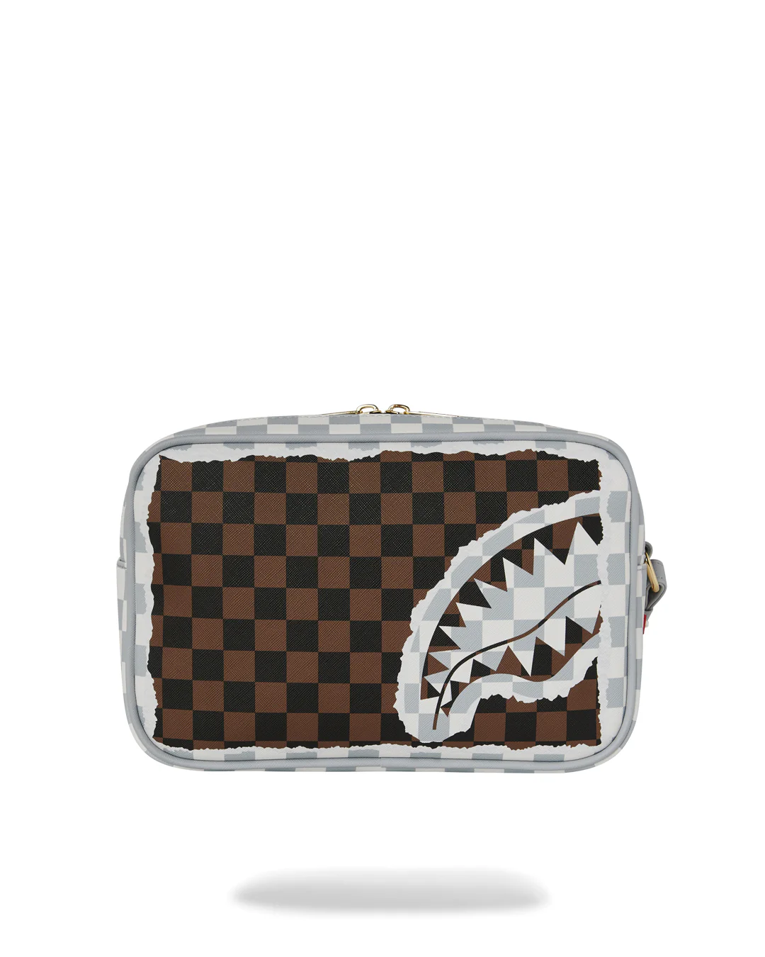 CREAM AND BROWN TEAR CHECK TOILETRY BAG - Image 3