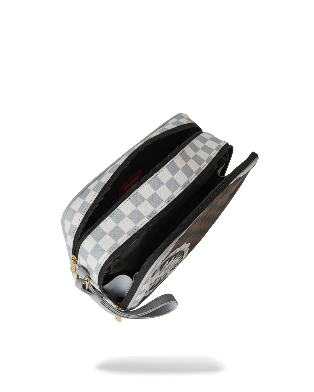 CREAM AND BROWN TEAR CHECK TOILETRY BAG - Image 4