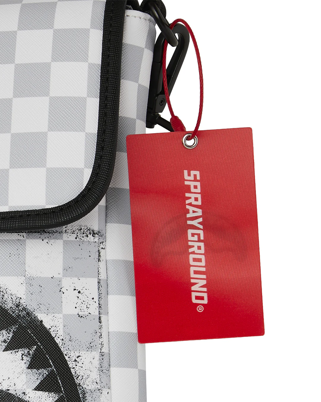 RED STENCIL SHARK MESSENGER BAG - Image 5