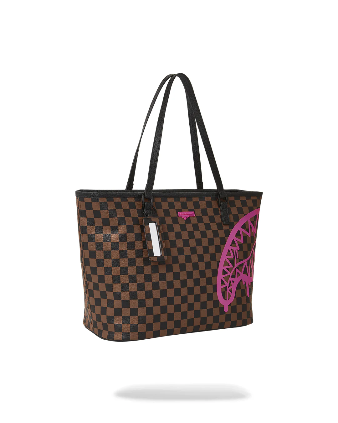 Pink Drip Brown Check Tote Bag - Image 2