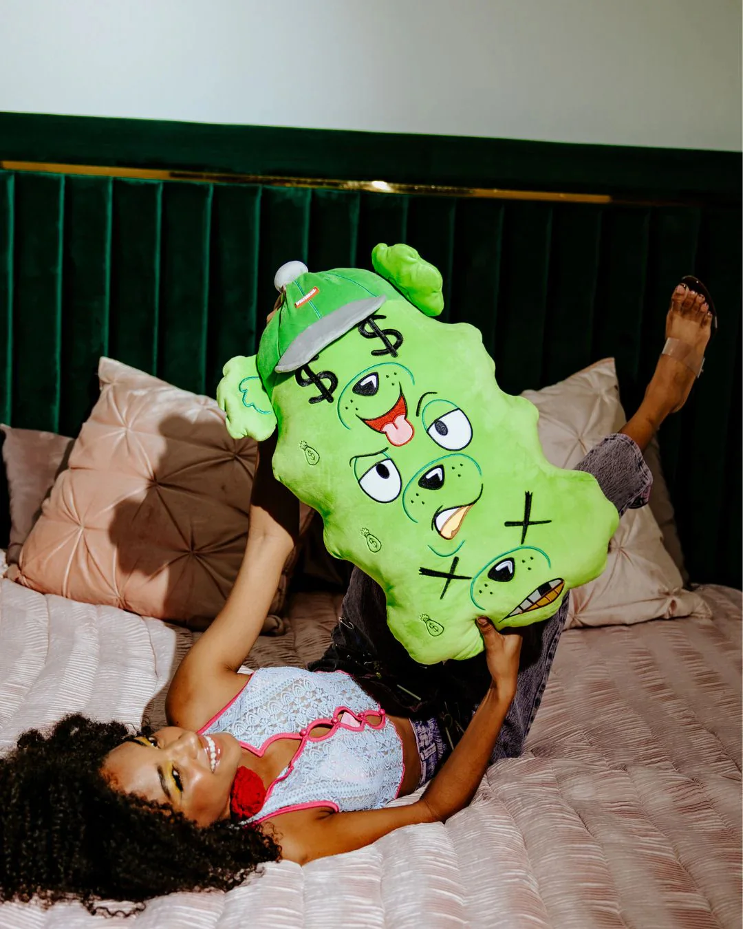 Triple Bear Green Pillow - Image 2